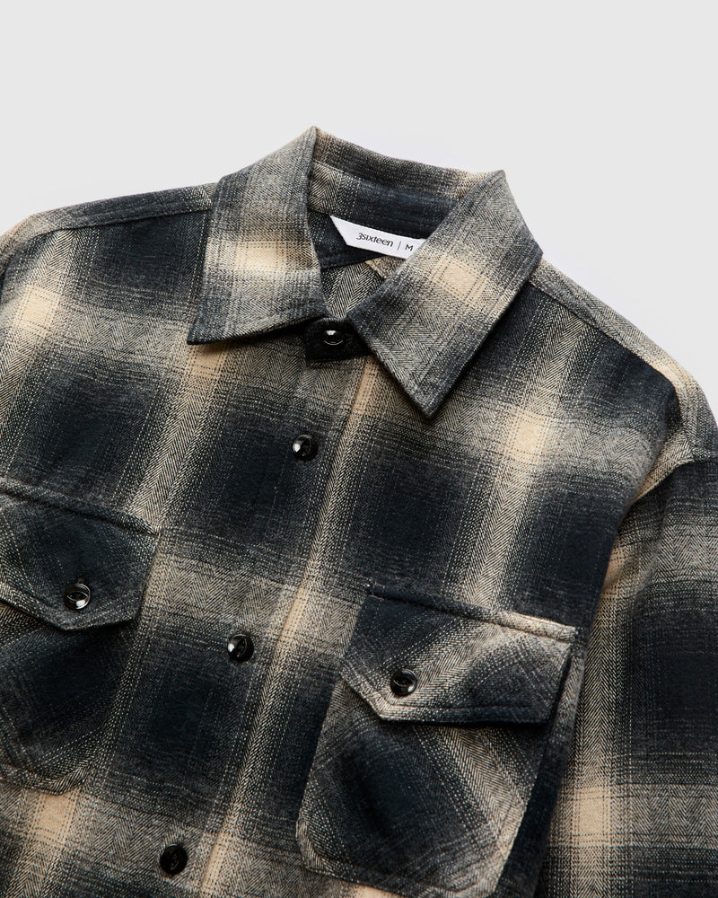 Crosscut Flannel in Black Ombre