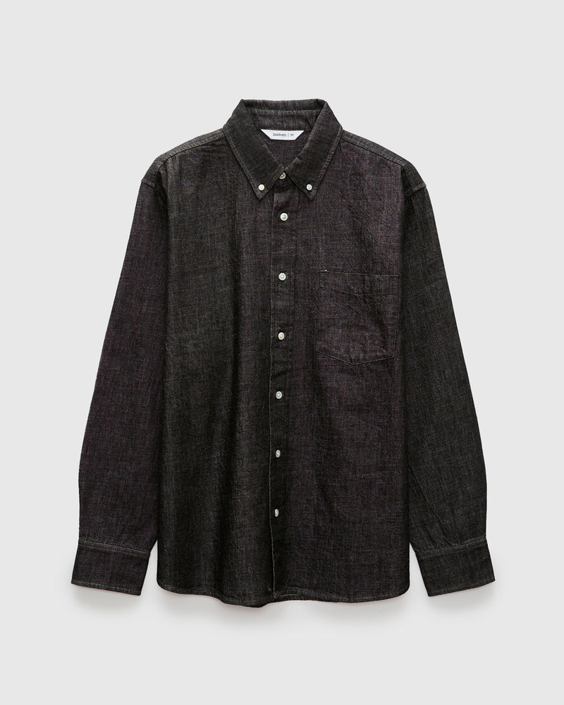 Denim Button-Down Shirt in Black White