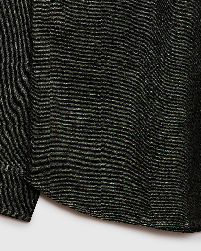 Denim Button-Down Shirt in Black White