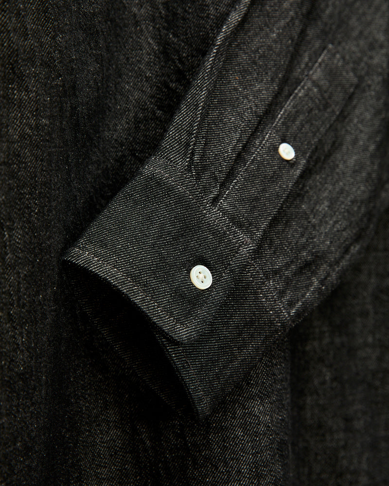 Denim Button-Down Shirt in Black White