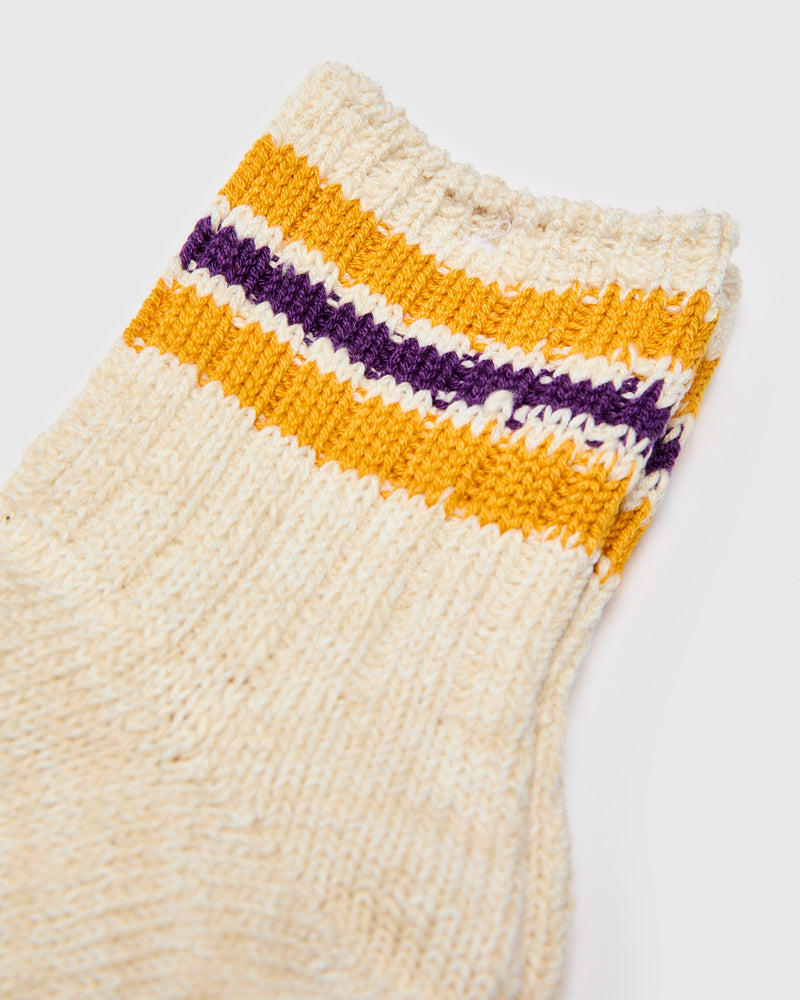 3 Line Quarter Length Sock in Yellow Purple
