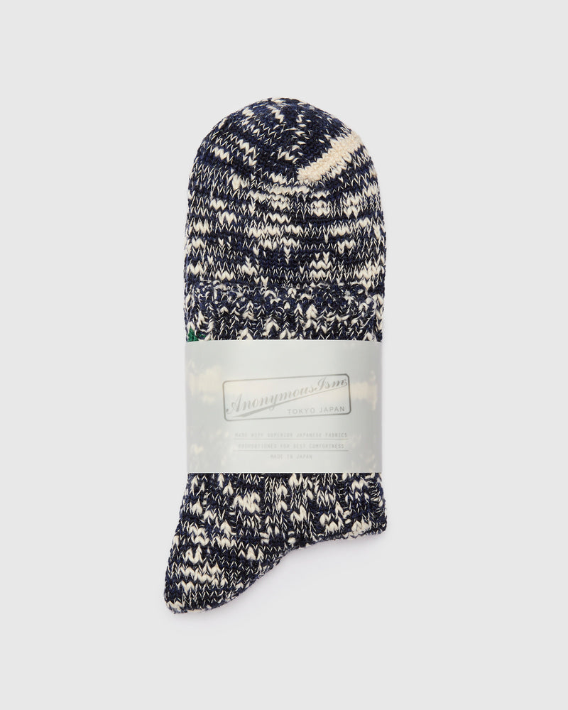 3 Line Quarter Length Sock in Navy Mix