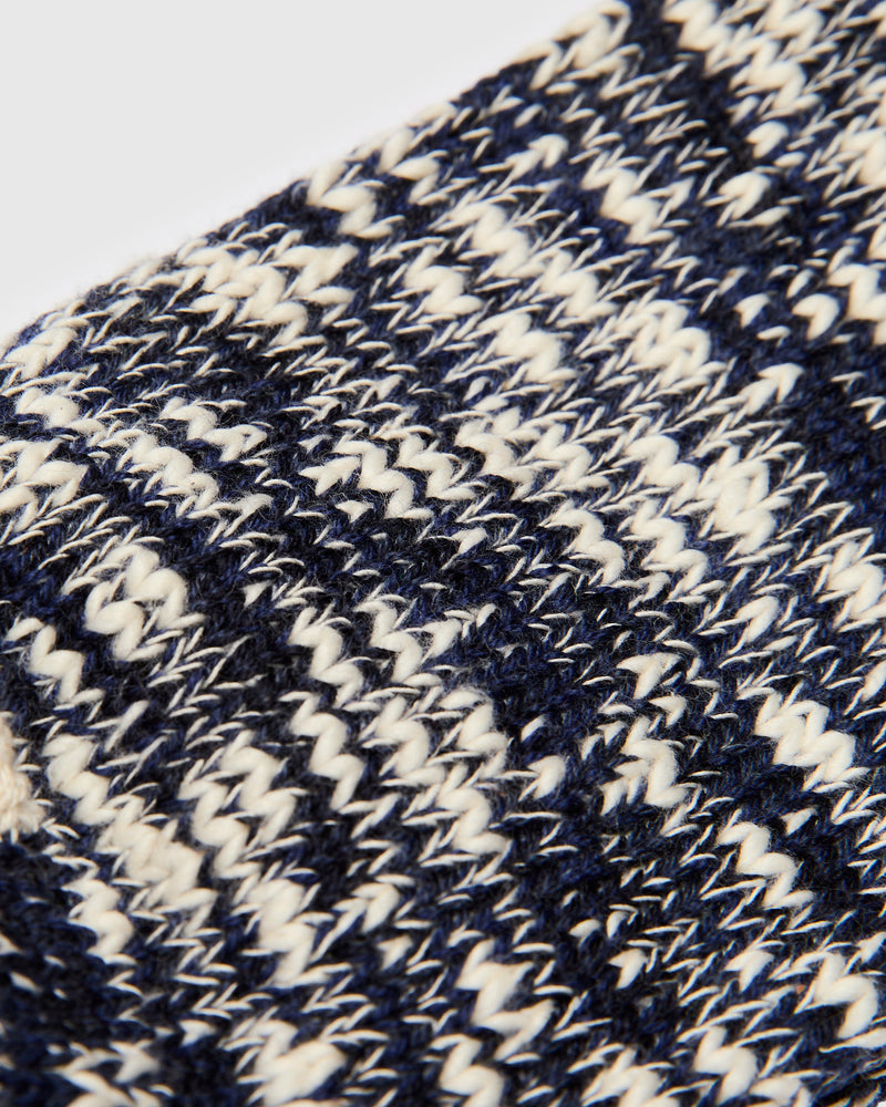 3 Line Quarter Length Sock in Navy Mix