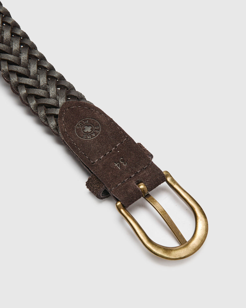 Suede Mesh Belt in Dark Brown