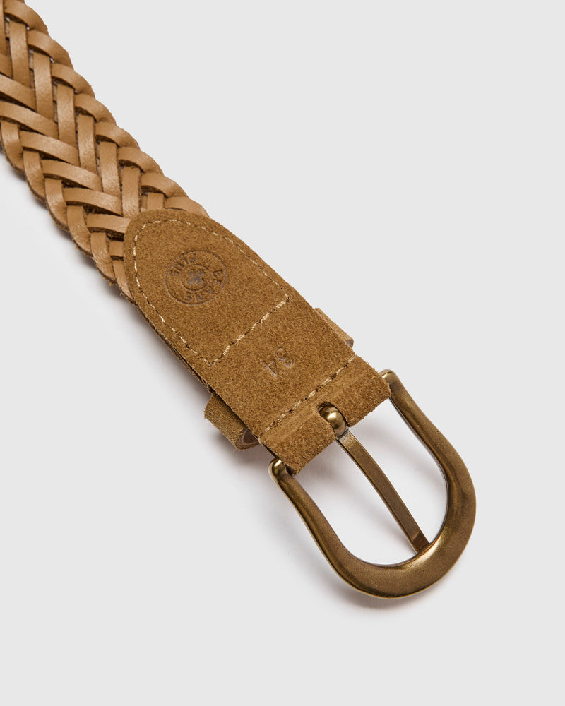 Suede Mesh Belt in Tan