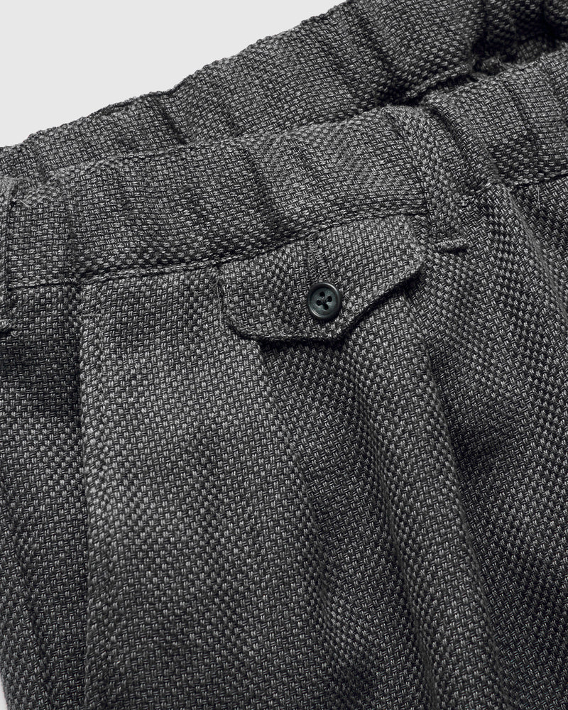 2-Pleats Cotton Linen Relax Trousers in Grey