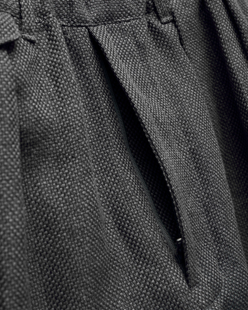 2-Pleats Cotton Linen Relax Trousers in Grey
