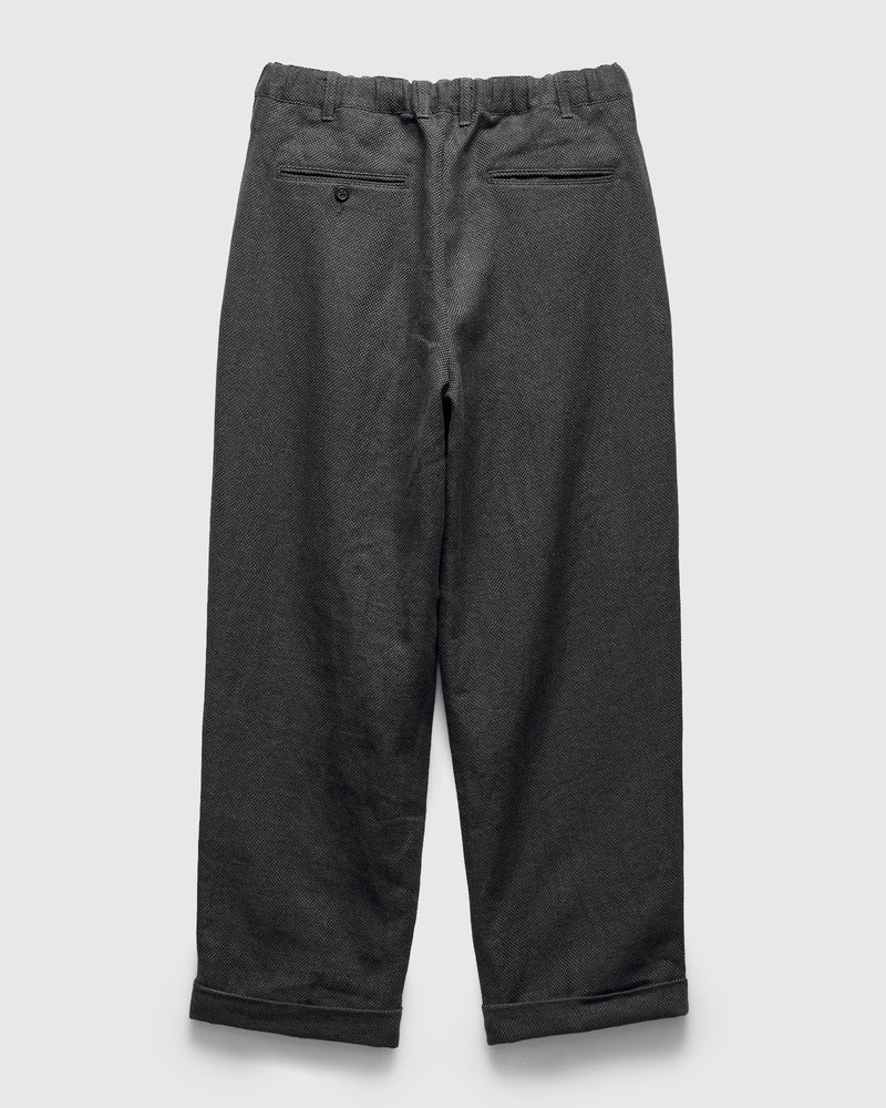 2-Pleats Cotton Linen Relax Trousers in Grey