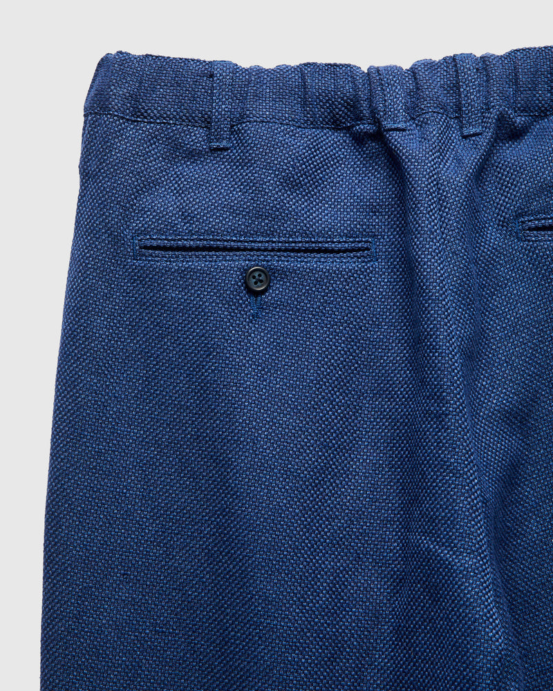 2-Pleats Cotton Linen Relax Trousers in Navy
