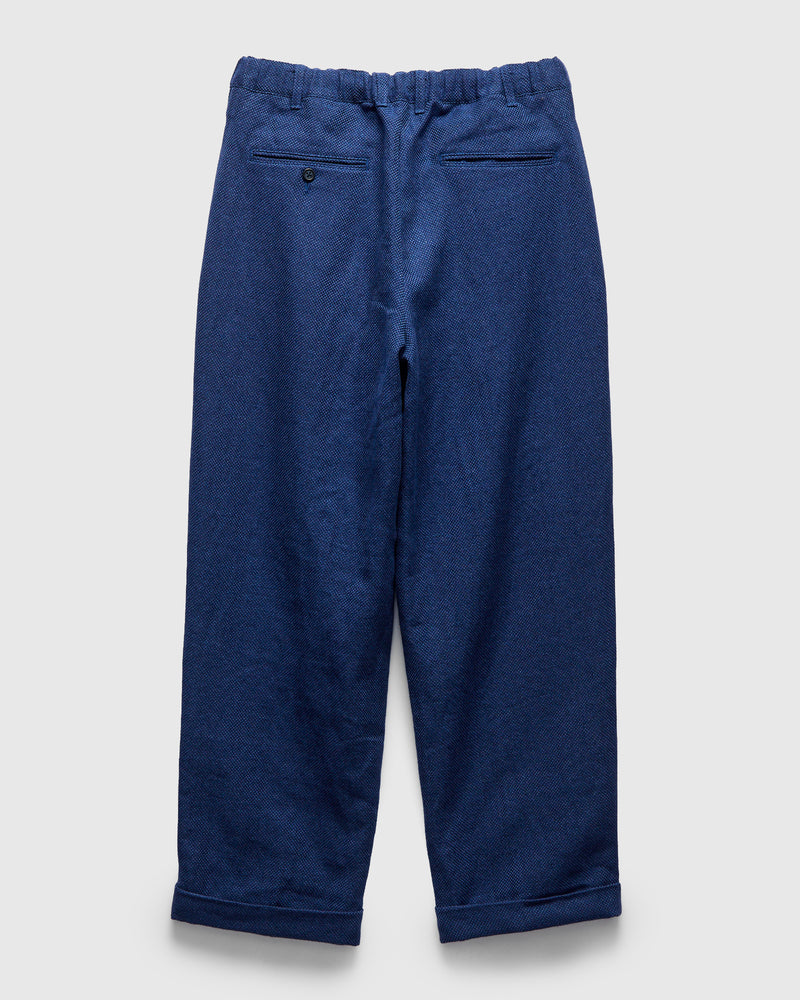 2-Pleats Cotton Linen Relax Trousers in Navy