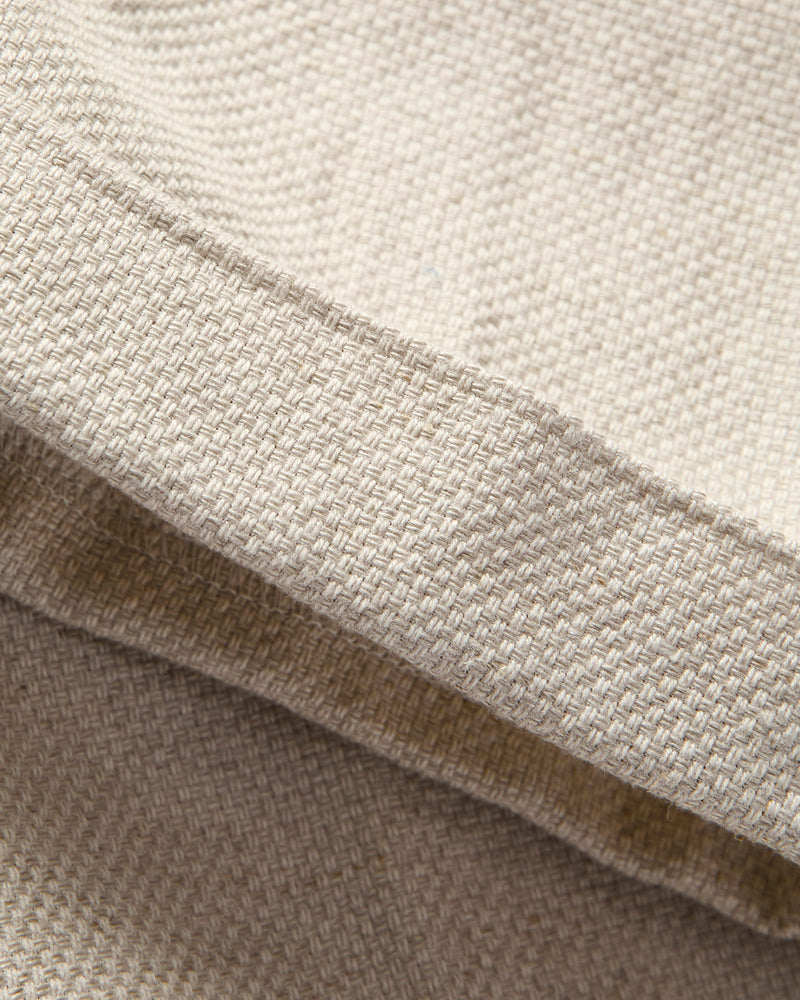 2-Pleats Cotton Linen Relax Trousers in Off White