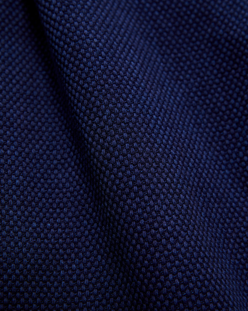 Double Cloth Sashiko Wide Tuck Trousers in Pure Indigo
