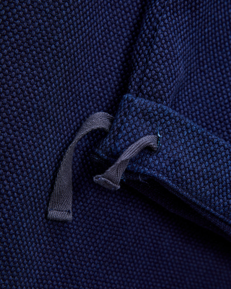 Double Cloth Sashiko Wide Tuck Trousers in Pure Indigo