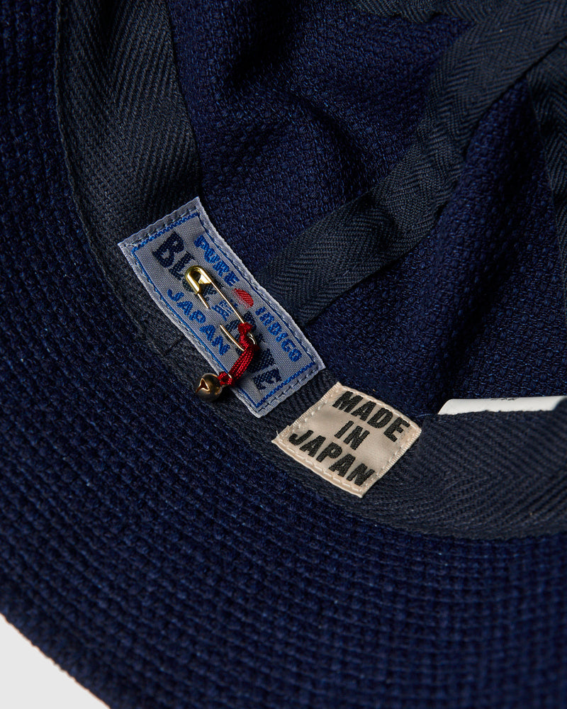 Light Sashiko Bucket Hat in Pure Indigo