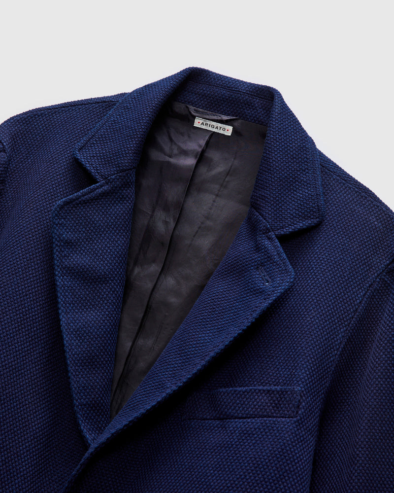 Light Sashiko Tailored Jacket in Pure Indigo