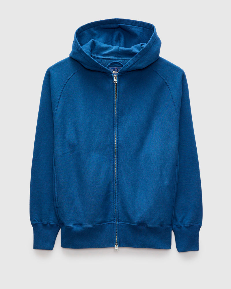 Organic Hand-Dyed Zip Hoodie in Blue
