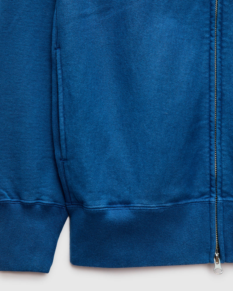 Organic Hand-Dyed Zip Hoodie in Blue