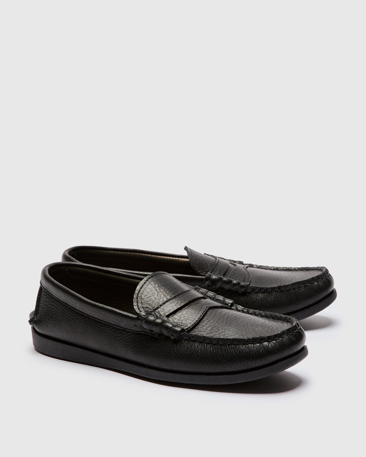 Bass Co 12 Black Leather Penny Loafer Academia Formal Classic Minimalist Wedding Shoes | Black Penny Loafers for Men | The Black Tux main image 3