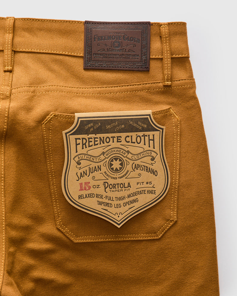 "Portola" 15oz Camel Selvedge Duck Pant - Tapered Fit