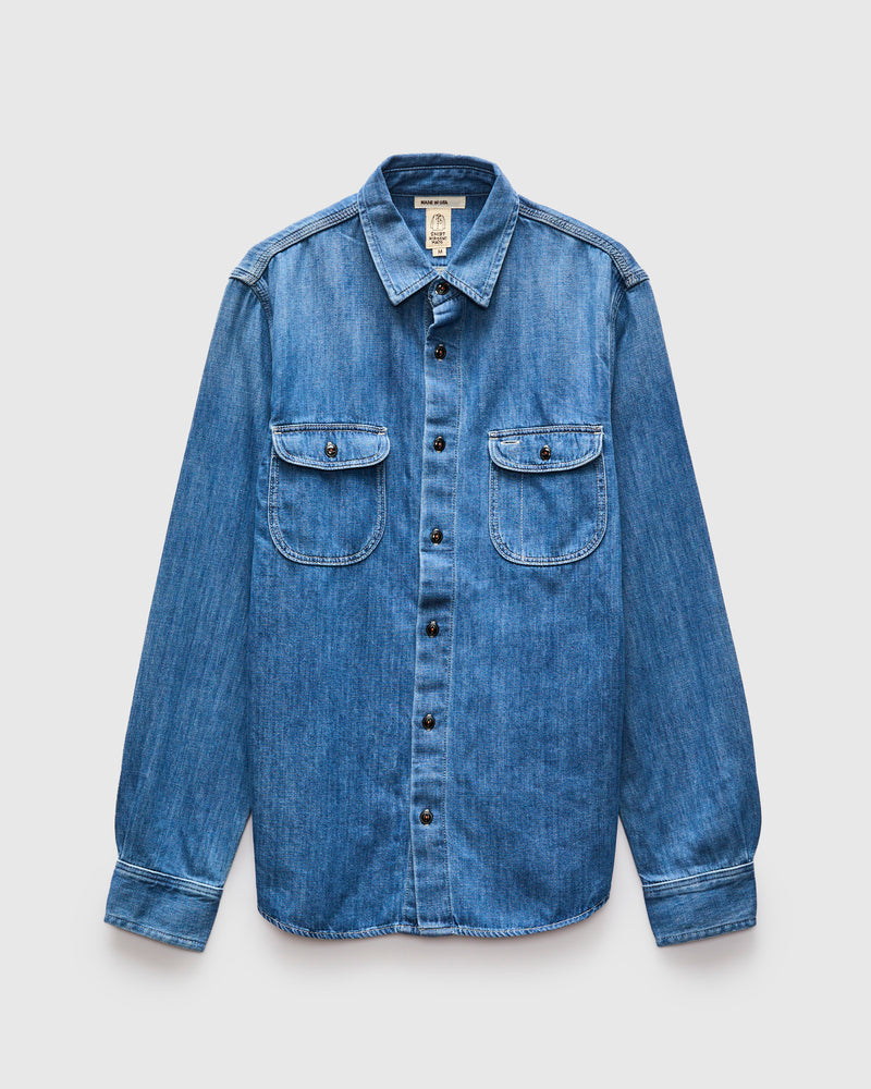 The Brace Long Sleeve Shirt in Washed Indigo