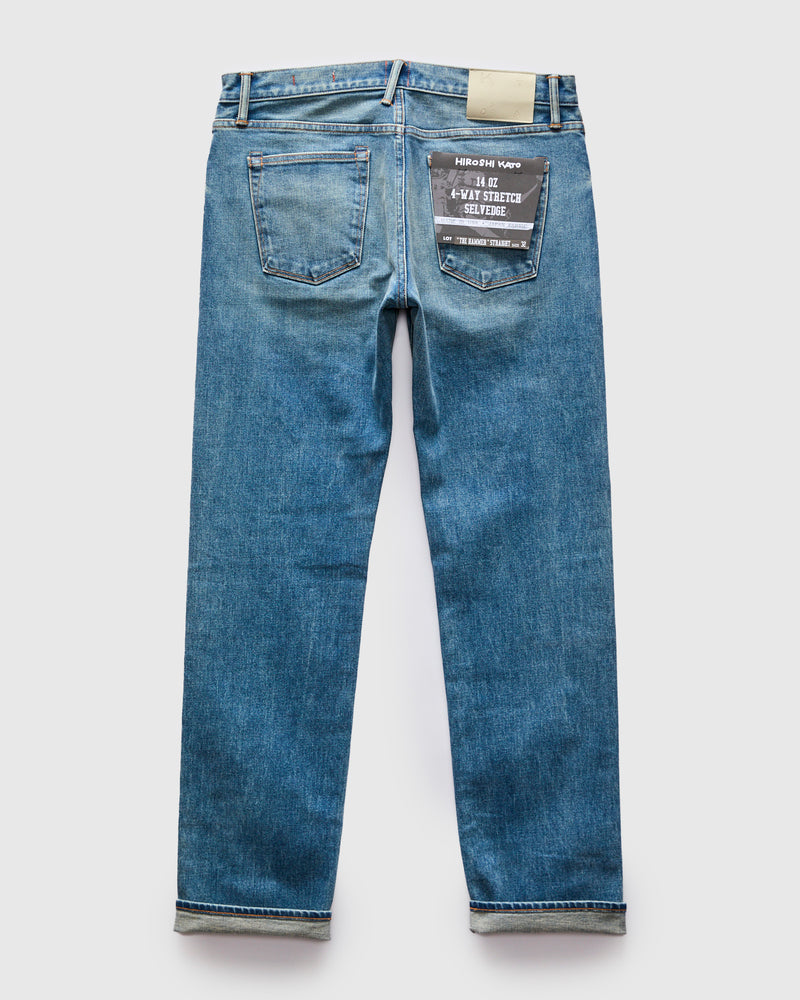 "Don" 14oz Washed Indigo Stretch Selvedge Denim - Hammer Straight