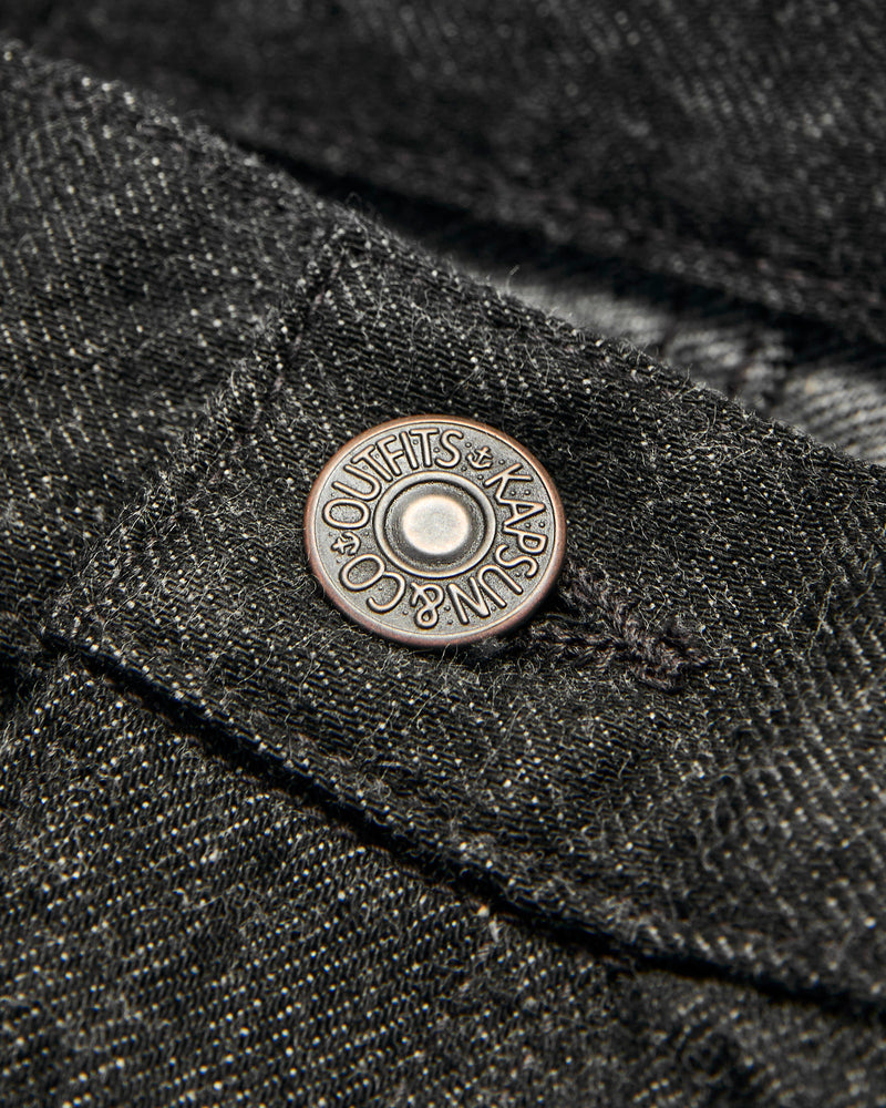 5P Zipper Front Denim Pants in Black One Wash