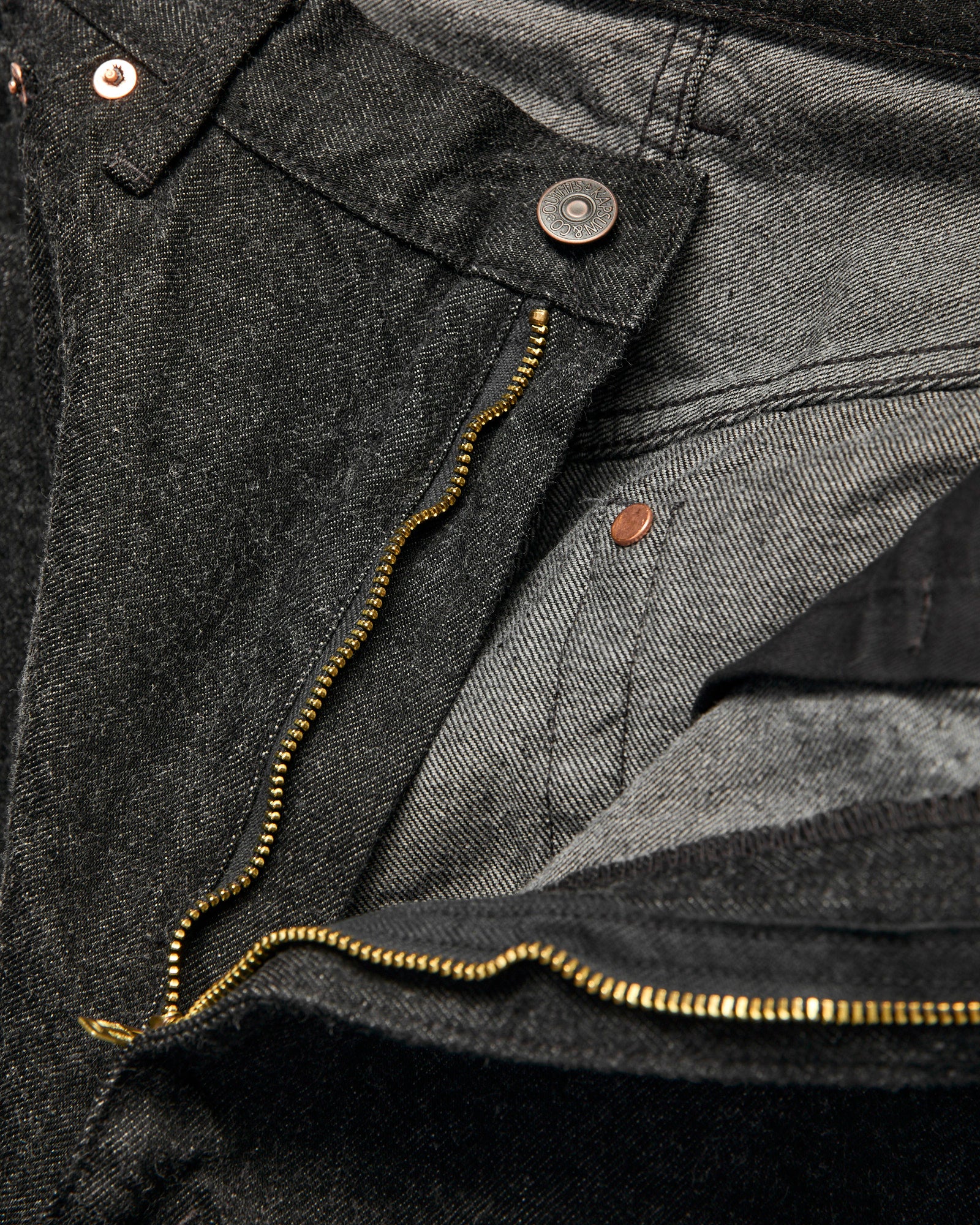 5P Zipper Front Denim Pants in Black One Wash – Blue Owl Workshop
