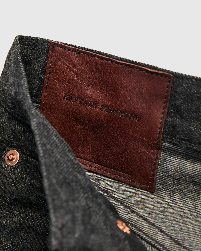 5P Zipper Front Denim Pants in Black One Wash