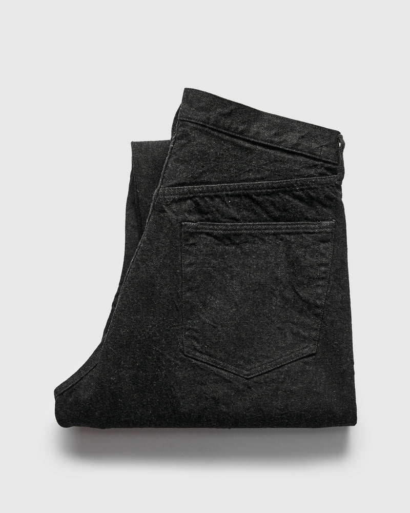 5P Zipper Front Denim Pants in Black One Wash