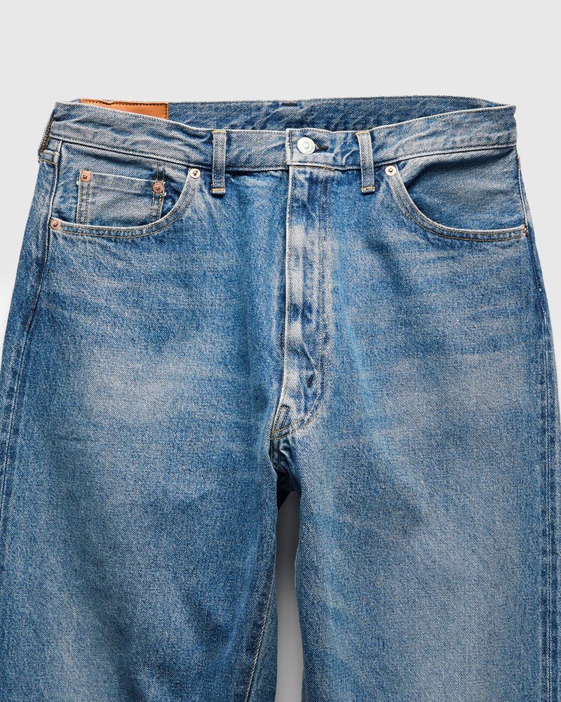 5P Zipper Front Denim Pants in Indigo Vintage Wash