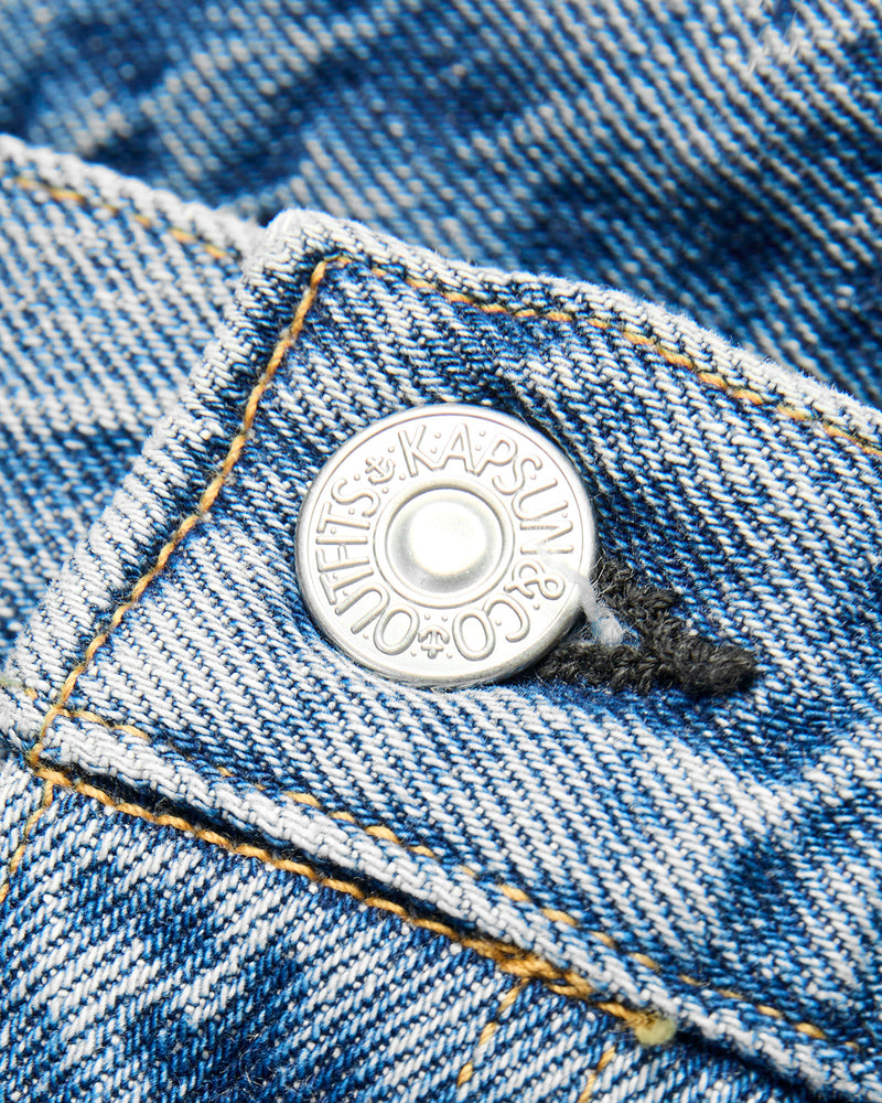 5P Zipper Front Denim Pants in Indigo Vintage Wash