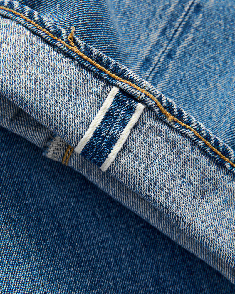 5P Zipper Front Denim Pants in Indigo Vintage Wash