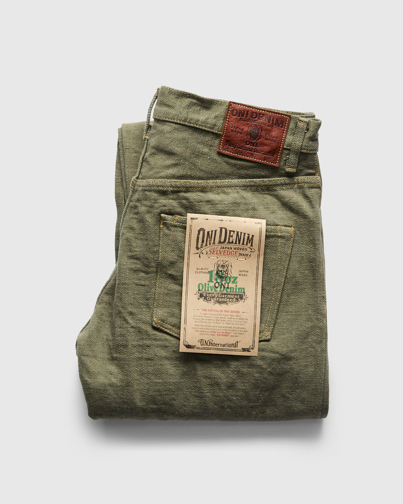 266-OLD18 "Olive" 18oz Low Tension Olive Selvedge Denim - Relaxed Straight Fit