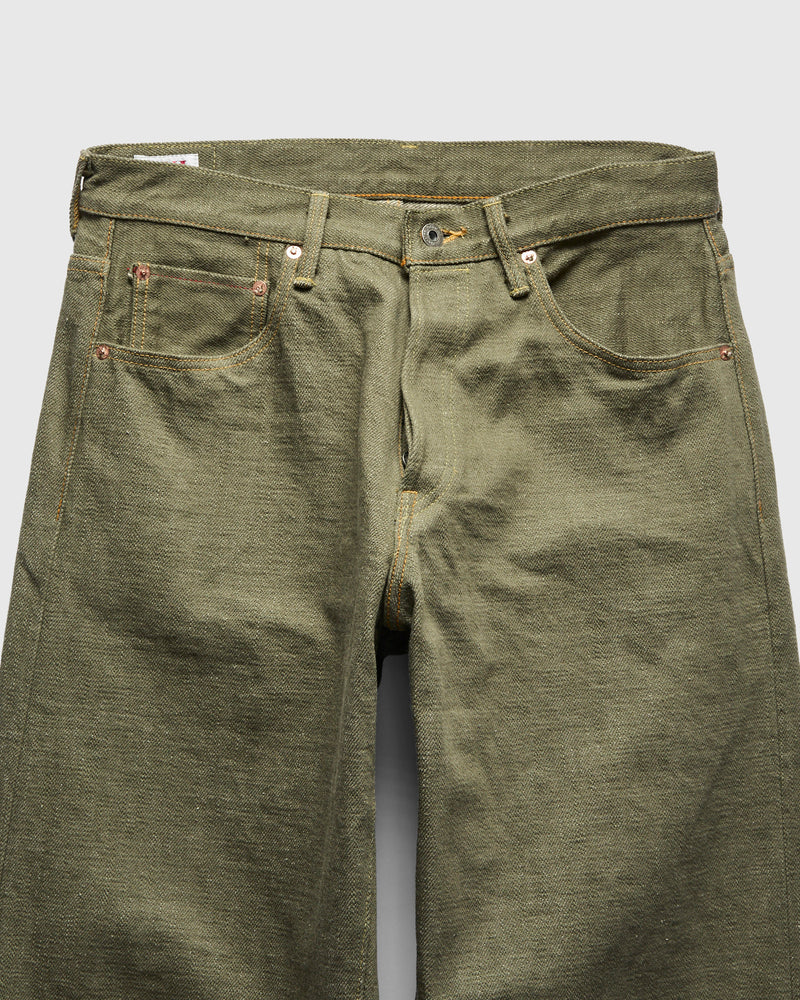 822-OLD18 "Olive" 18oz Low Tension Olive Selvedge Denim - Super Wide Tapered Fit