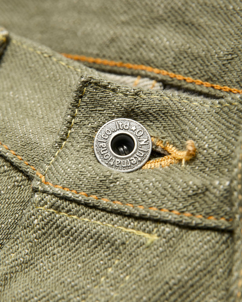 822-OLD18 "Olive" 18oz Low Tension Olive Selvedge Denim - Super Wide Tapered Fit