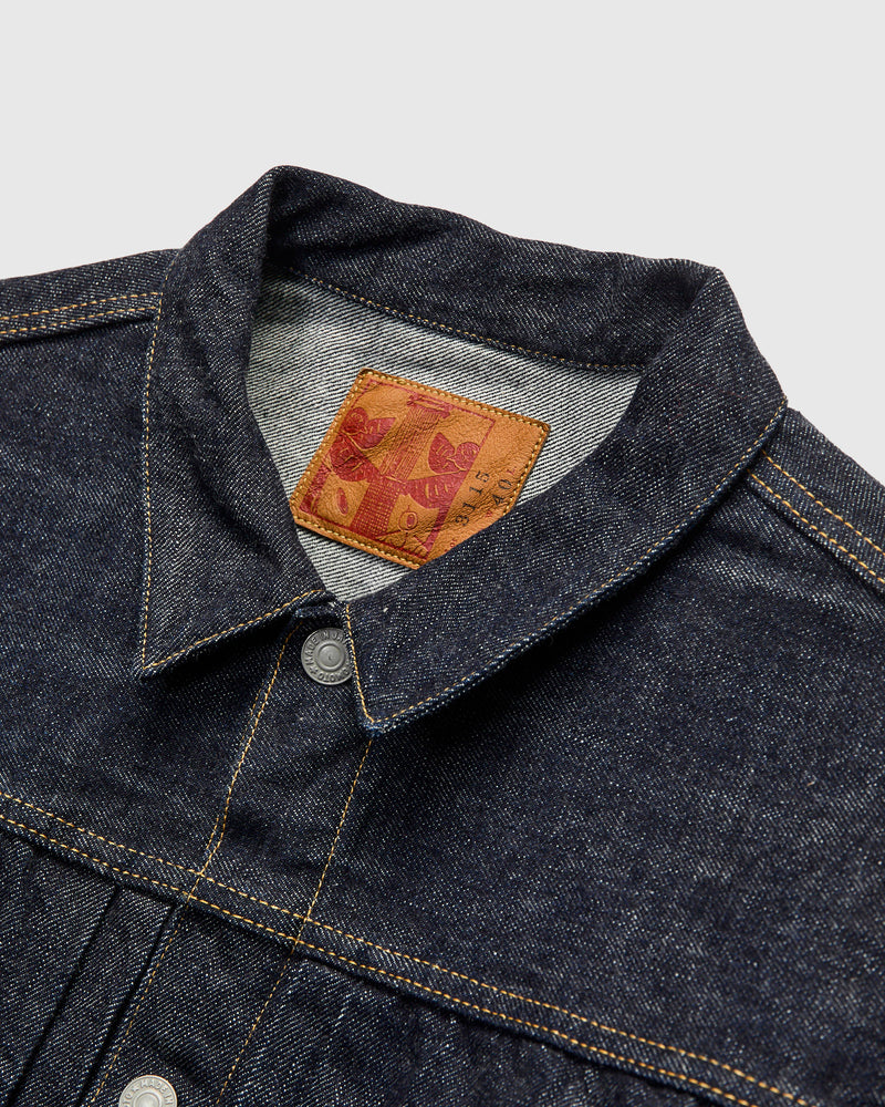 3115 13.5oz Type-1 Selvedge Denim Jacket in Rinsed Indigo