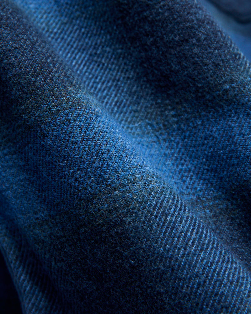 Indigo Overdye Cotton Tweed Shirt in Beige Check