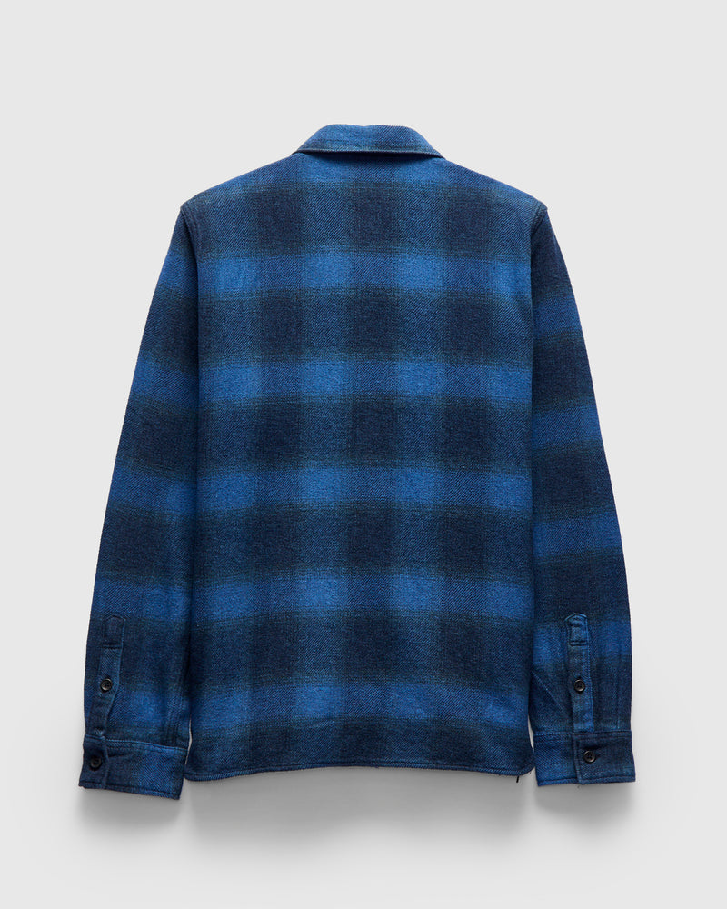 Indigo Overdye Cotton Tweed Shirt in Beige Check