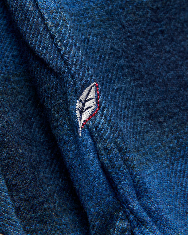 Indigo Overdye Cotton Tweed Shirt in Beige Check