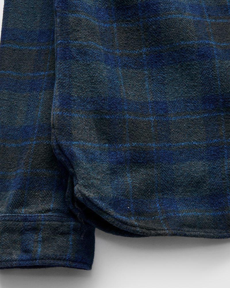 Indigo Overdye Cotton Tweed Shirt in Brown Check