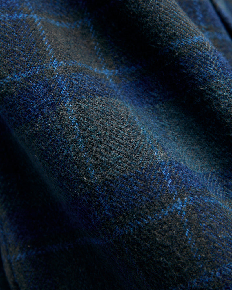 Indigo Overdye Cotton Tweed Shirt in Brown Check