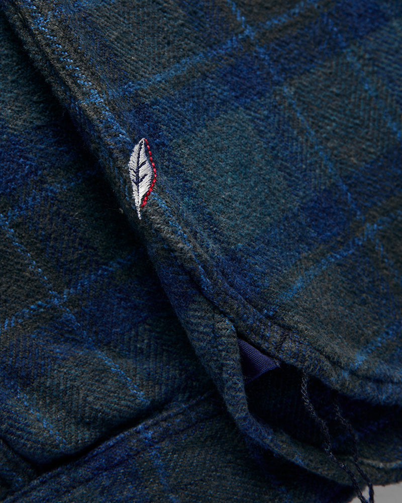 Indigo Overdye Cotton Tweed Shirt in Brown Check