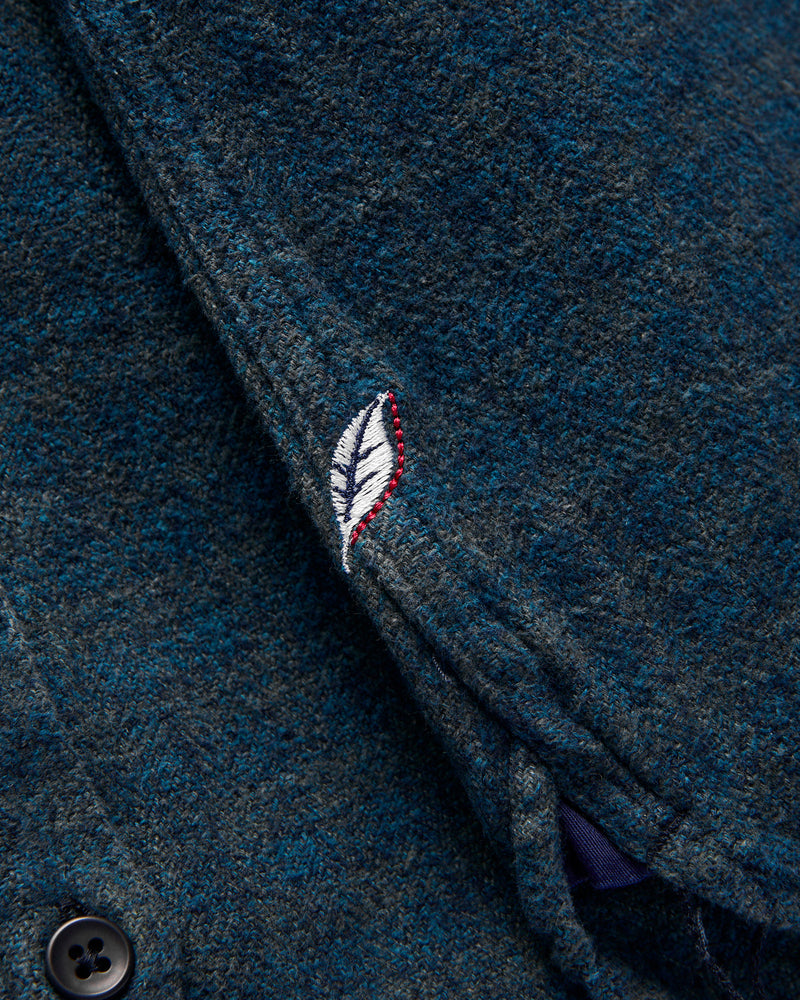 Indigo Overdye Cotton Tweed Shirt in Green Check