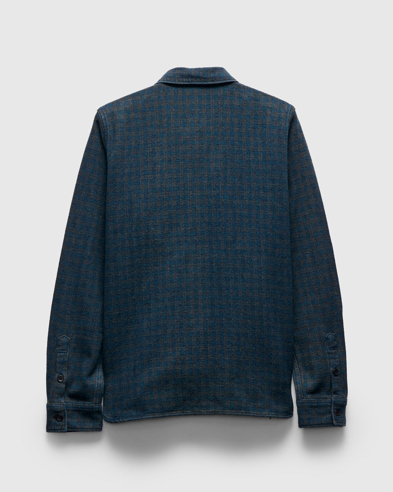 Indigo Overdye Cotton Tweed Shirt in Green Check