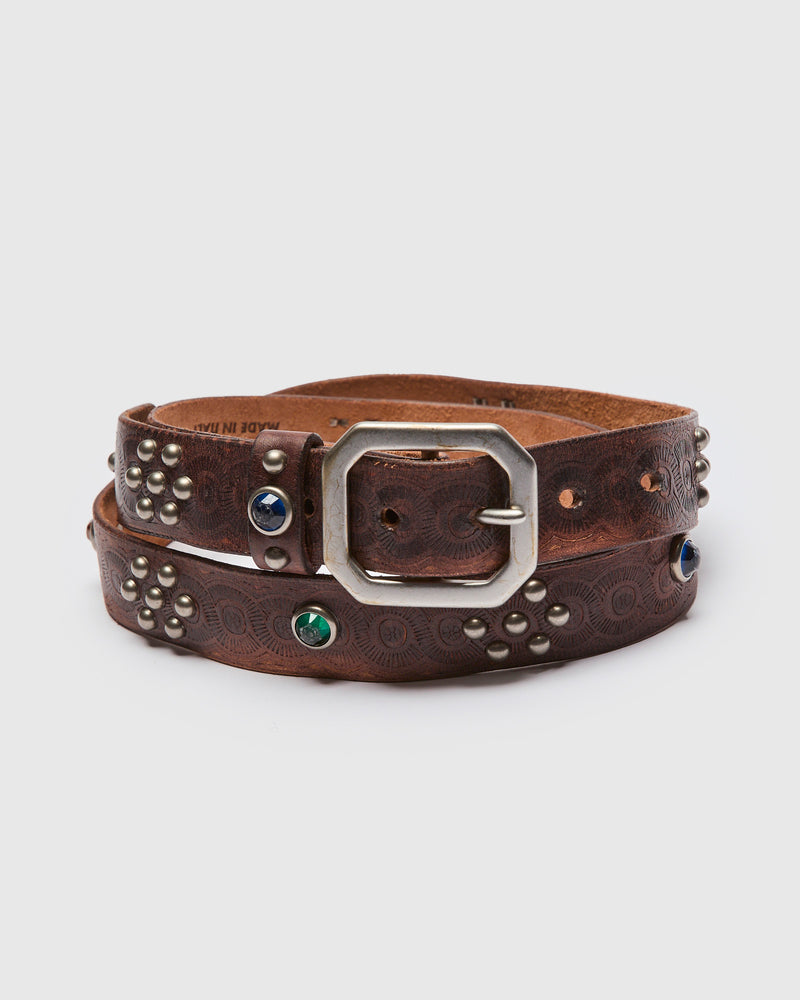 Rasco Studded Leather Belt in Vintage Black