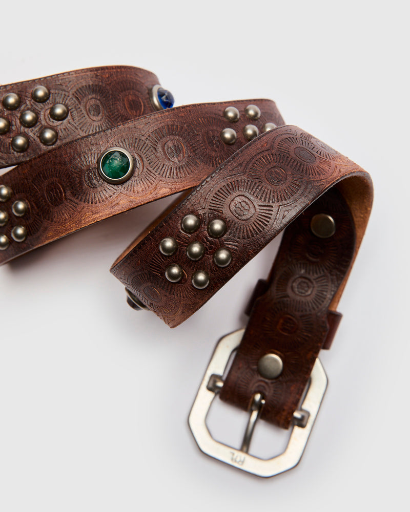 Rasco Studded Leather Belt in Vintage Black