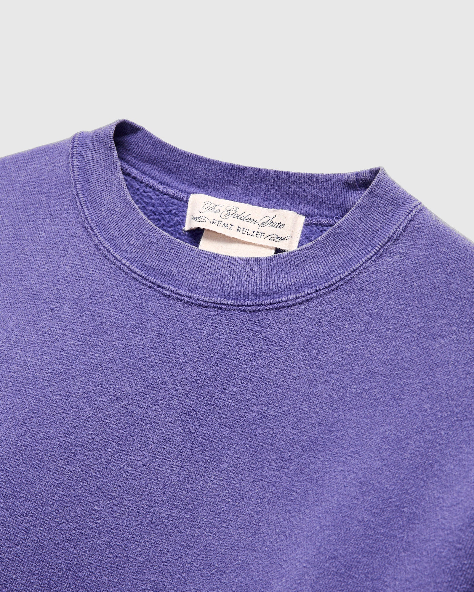 14G Brushed Fleece Crewneck in Purple Navy – Blue Owl Workshop