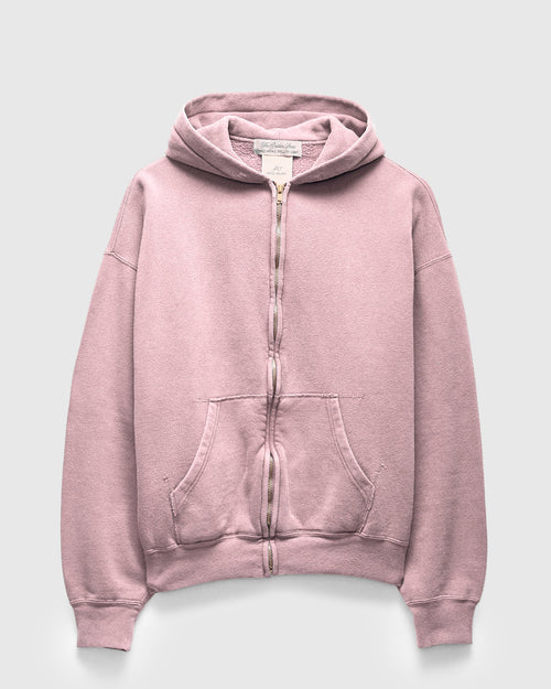 14G Brushed Fleece Zip Hoodie in Light Pink