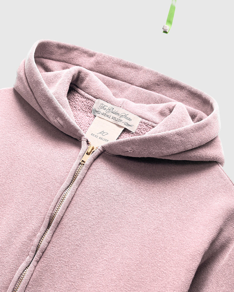 14G Brushed Fleece Zip Hoodie in Light Pink