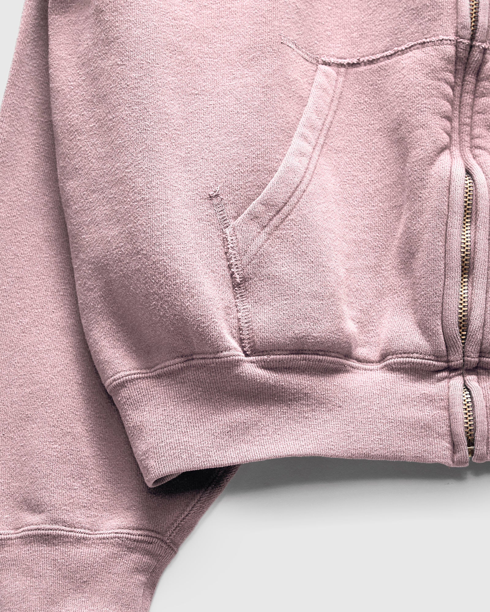 14G Brushed Fleece Zip Hoodie in Light Pink – Blue Owl Workshop